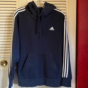 Adidas Navy 3-Stripes Hoodie Sz M